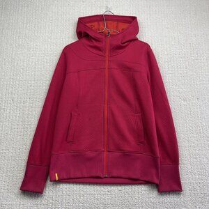 LOLE Full Zip Tech Textured Fleece Athletic Jacket Hoodie Pink / Red Women Sz L